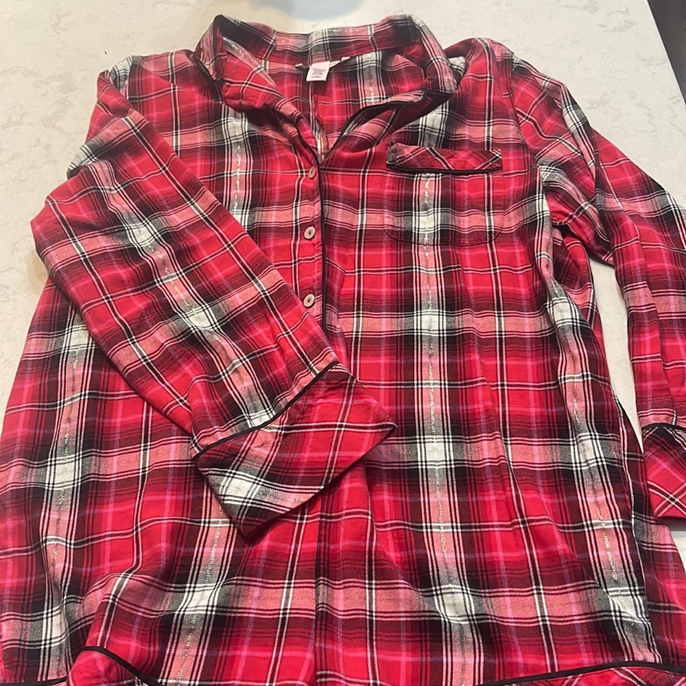 Red Plaid Victoria’s Secret Sleep Romper with Pockets